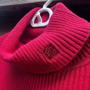 Lauren Ralph Lauren Red Ribbed Turtleneck Sweater